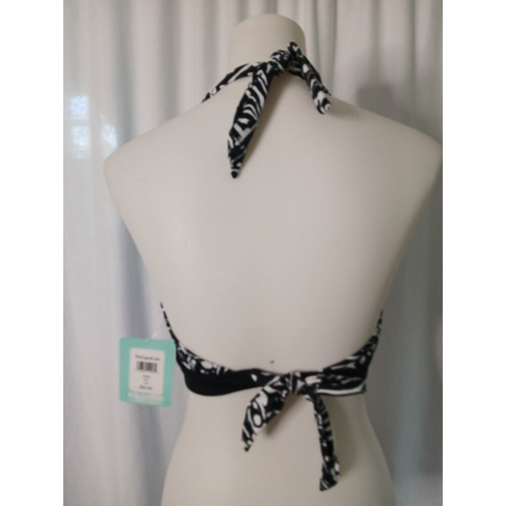 Reel Legends Black White Halter Bikini Top NWT Size 10 spring summer beach - Picture 2 of 7